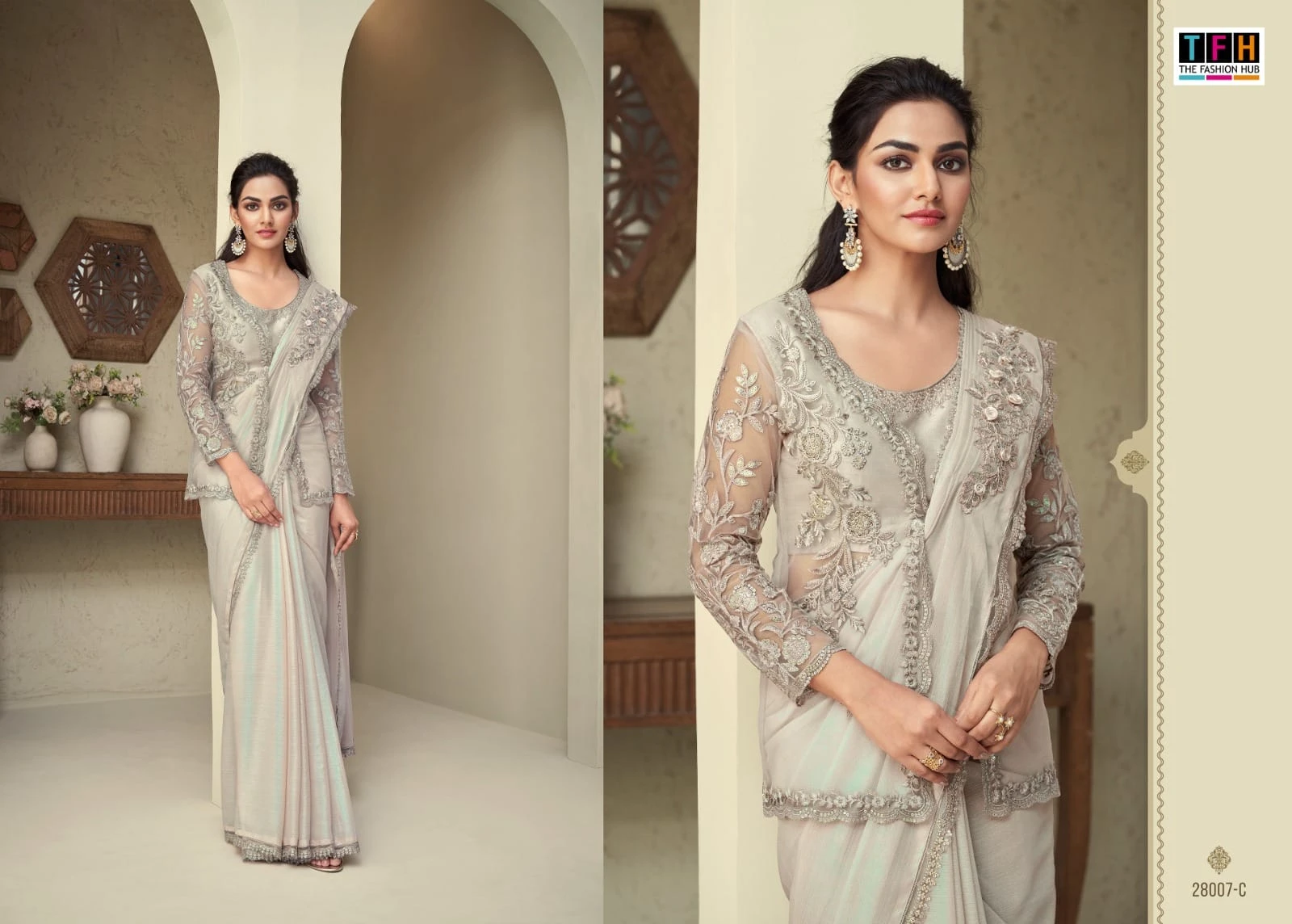 Tfh 28007 Colours Georgette Wholesale Designer Sarees Catalog — Wholesale Sarees, MPA wholesale from Surat — view 6